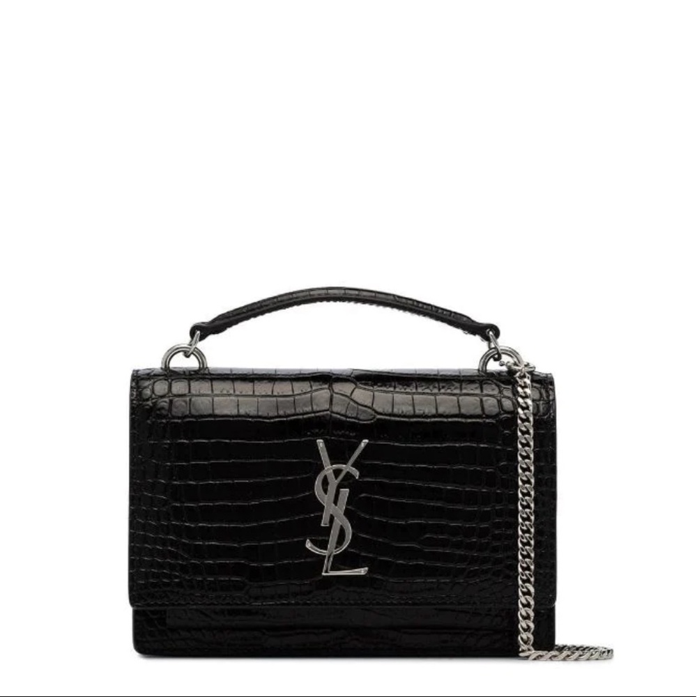 Yves Saint Laurent Sunset Top Handle Croc Bag